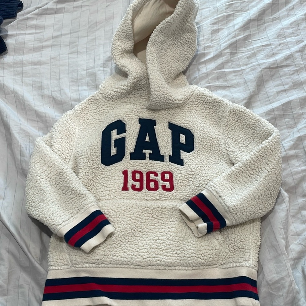 Kids gap sherpa hoodie winter warm thick xs 4-5 work good condition